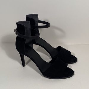 Vince Black Suede Ankle-Strap High Heel Sandals